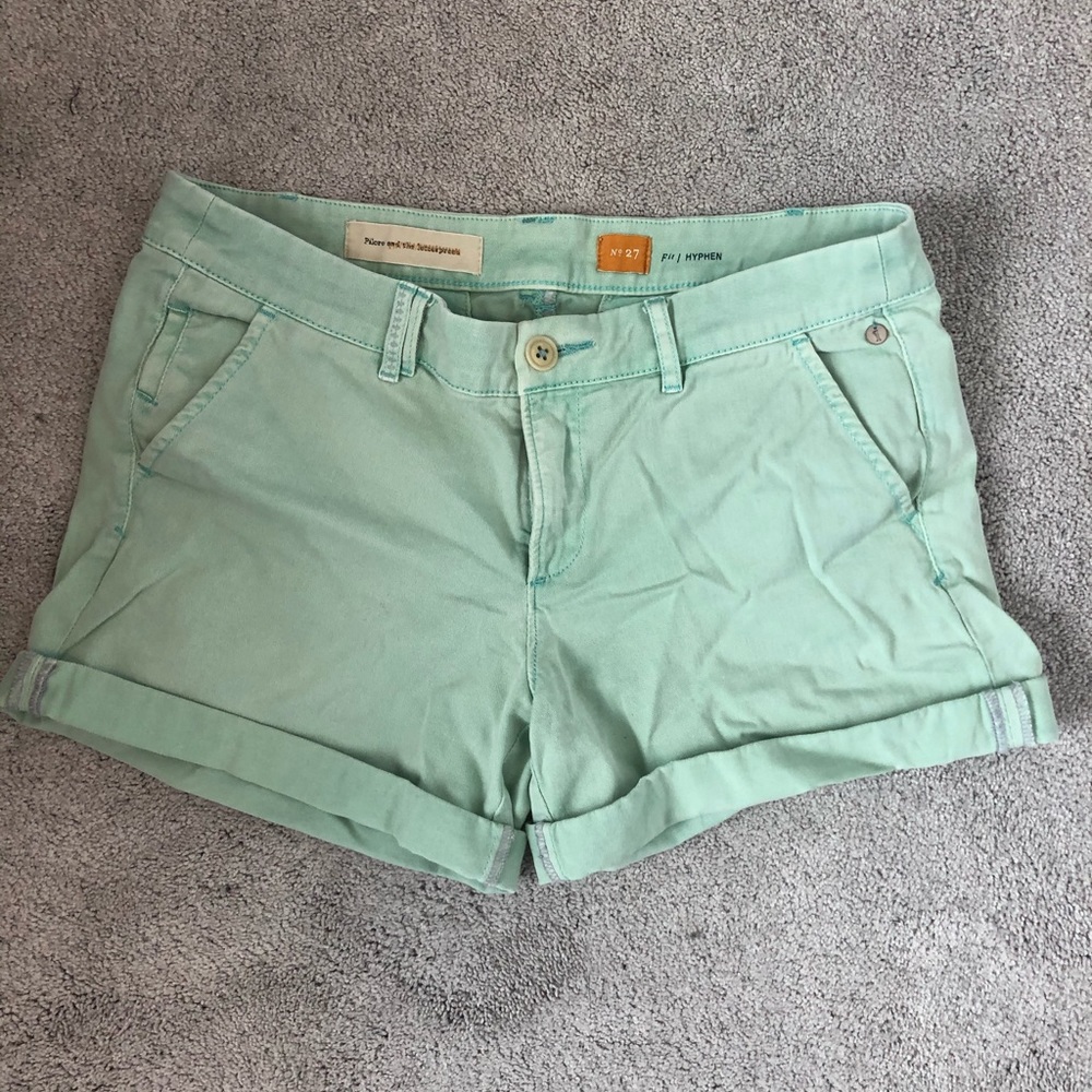 Anthropologie light mint cotton shorts